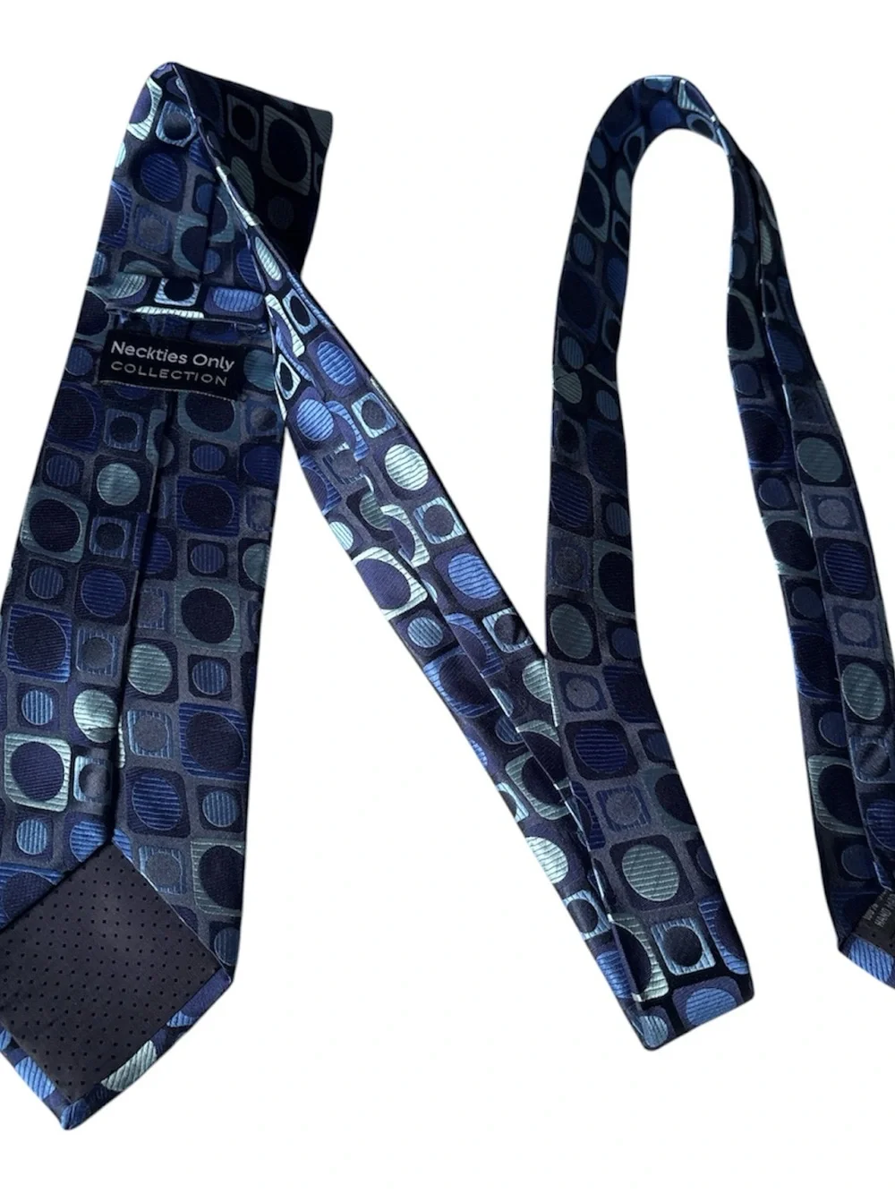 Men's Navy Blue Geometric Silk-Blend Tie